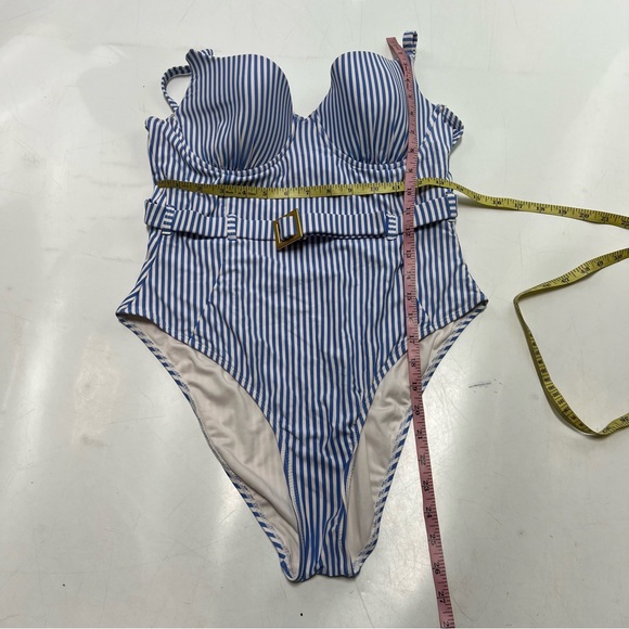 weworewhat women’s blue white striped swimsuit one piece XL L116-13 - Picture 4 of 6